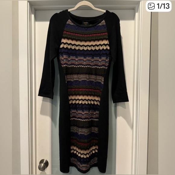 LAUNDRY by SHELLI SEGAL MIDI Dress Size M Rich Multicolored Western Fall Unique - Picture 3 of 14